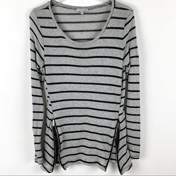 CHARLOTTE Russe Striped Zip Hem Tunic Size Medium - Picture 1 of 7